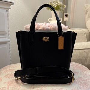 Coach Black Satchel with Gold Accents